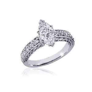 31 Ct Marquise Cut Diamond Vintage Engagement Ring 14K SI3 G CUT 