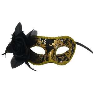  Masquerade Ball Venetian Black and Gold Pattern Mask w 