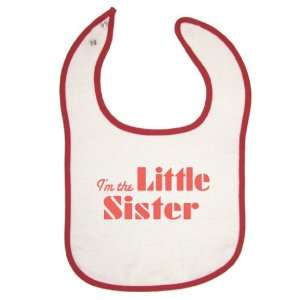   Red Piping Terry Cloth Baby Bib   Little Sister (Retro Letters Design