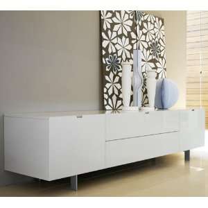  Contemporary White Lacquer Entertainment Stand