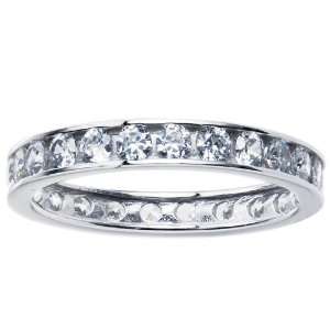   14K White Gold Cubic Zirconia Eternity Toe Ring   Size 3: Jewelry
