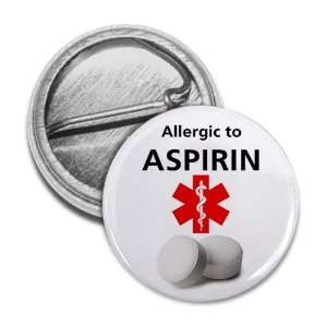 ALLERGIC TO ASPIRIN Medical Alert 1 inch Mini Pinback Button Badge