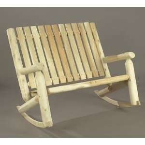   Outdoor Wooden Double High Back Rocking Chair Patio, Lawn & Garden