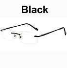 Black Metal Optical Rimless EYEGLASS FRAMES 1081 Male RX Brand Glasses 