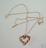 14K YG Ruby and Diamond Heart Necklace 18  