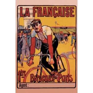 Francaise Bordeaux Paris Bicycle Race by Marodon 12x18  