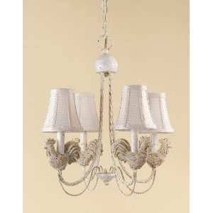 AF Lighting Rooster 4 Light Chandelier With Cream Checkered Shades 