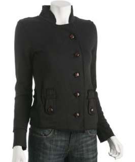 Zooey black distressed cotton Military jacket   