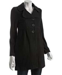 Shyla black wool blend empire waist coat  