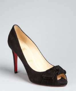 Christian Louboutin black suede Madame Butterfly 100 peep toe pumps 