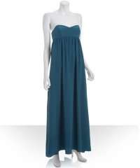 Bluefly   teal silk crepe strapless long dress customer reviews 