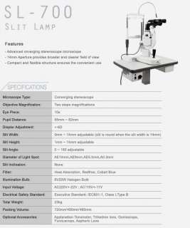 Slit Lamp sl 700 Slitlamp NEW One (1) Year mnft.Warranty.  