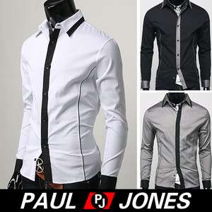 New Mens Casual Stylish& Designed Fit Luxury Dress Shirts 3Colors 