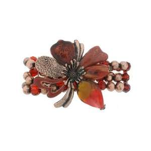  Fashion Jewelry ~ Murano Glass Red Flower Beaded Stretch 