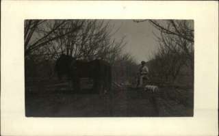 Farmer & Horse Drawn Disc Plow c1910 Real Photo Postcard  