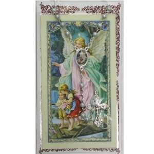  Guardian Angel Prayer Card & Blue Rosary.: Everything Else