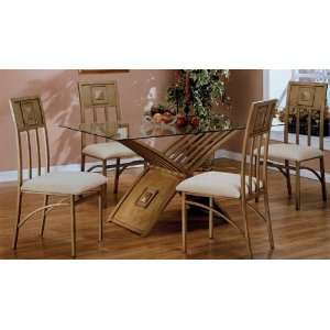   Style Metal Dining Table Cushion Chairs Set: Furniture & Decor