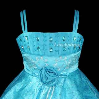 NEW Flower Girl Wedding Pageant Party Dress Outfit Children Set Blue 