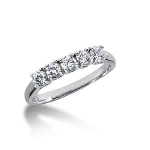  0.5 Ct Diamond Wedding Band Ring Round Prong 14k White 