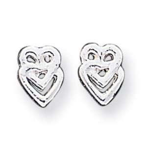    925 Sterling Silver Solid Heart Love Post Stud Earrings: Jewelry