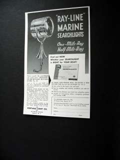 Portable Light Co Ray Line Marine Searchlight print Ad  
