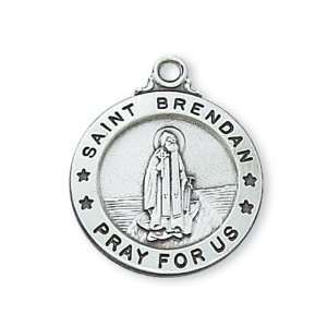  St. Brendan Sterling Round Medal: Jewelry