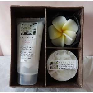  Jasmine Hand Cream & Soap with Flower Candle Everything 