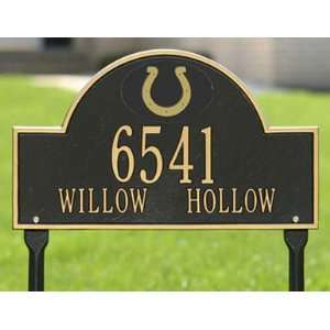 Indianapolis Colts Black & Gold Personalized Address Plaque with lawn 