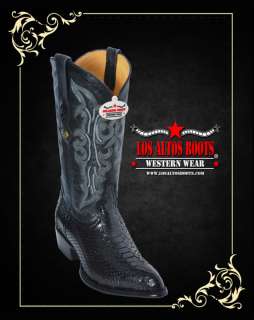 Los Altos Mens Black Phyton Leather Cowboy Boots New  