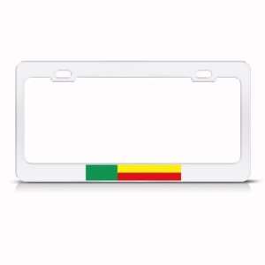 Benin Flag White Country Metal license plate frame Tag Holder