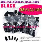 500 pcs French Acrylic Half Nail Tips for Manicure Art Design   BLACK