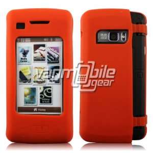 VMG Orange Soft Silicone Rubber Gel Skin Case + Car Charger for LG EnV 