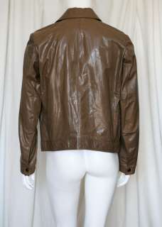 VALENTINO Mens Brown Leather Patch Jacket Coat 52/42  