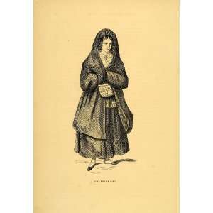   Portuguese Woman Girl Portugal   Original Engraving
