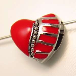   Heart Imitation Rhodium Plated Valentine Large Hole Bead Everything