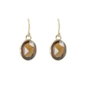  Barse Bronze Smoky Glass Oval Drop Earrings: Jewelry