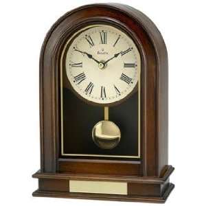   : Hardwick 10 High Walnut Finish Bulova Table Clock: Home & Kitchen