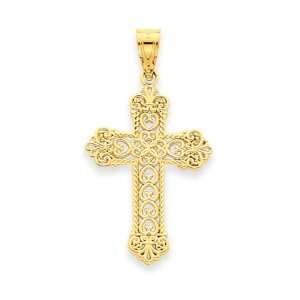  14 Karat Gold Fleur de lis Cross Charm Jewelry