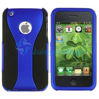   BLUE 3PIECE HARD CASE COVER+FRONT BACK PROTECTOR FOR IPHONE 3G 3GS 3th