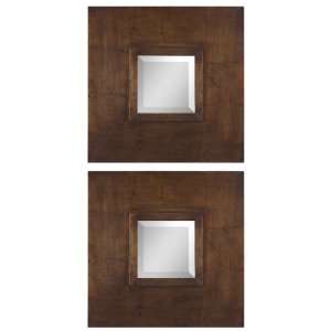  Uttermost Plaza Squares Gold Leaf Set of 2 Wall Mirrors 