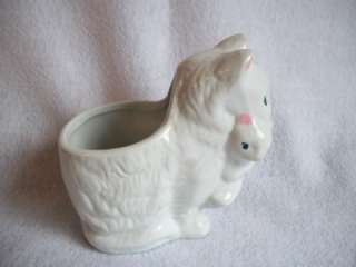 Cat and Kitten White Ceramic Planter  