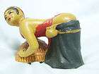   Bat trang pottery statue The girl catching fish 11x8 cm weight 200g