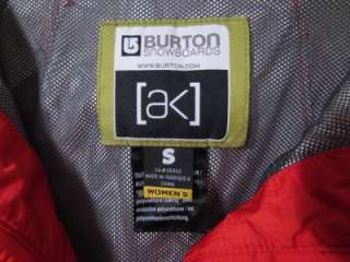 Burton [ak} Snowboard/Ski Jacket/Shell Womens sz. S, Red & White 