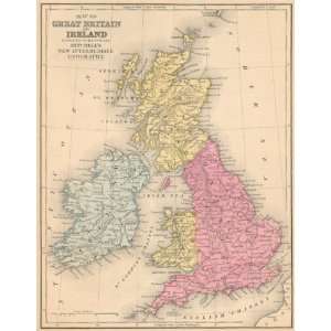   Mitchell 1882 Antique Map of Great Britain & Ireland