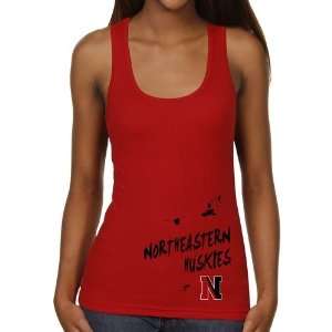   Ladies Paint Strokes Juniors Ribbed Tank Top   Red