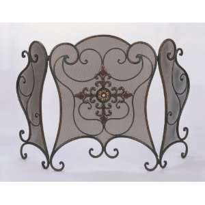  Scroll Design Tri Panel Fireplace Screen by by Midwest CBK 