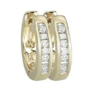   14K Yellow Gold Diamond Earrings (I2 I3 clarity, G I color): Jewelry