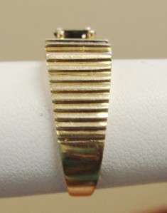 Vintage 14k Gold Mens Sapphire Diamond Pinky Ring  