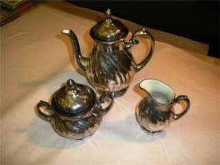 WMF Silver on Porcelain Coffee or Tea Set Teapot Sugar Creamer  