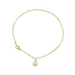   18k Gold Over Sterling Silver Cubic Zirconia Solitaire Anklet Jewelry